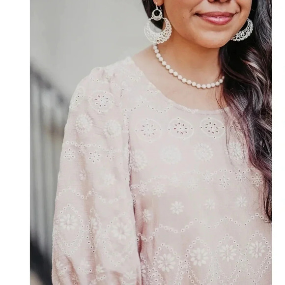 NWT Blu Pepper Boutique Embroidered Puff Sleeve Dress - Picture 2 of 6